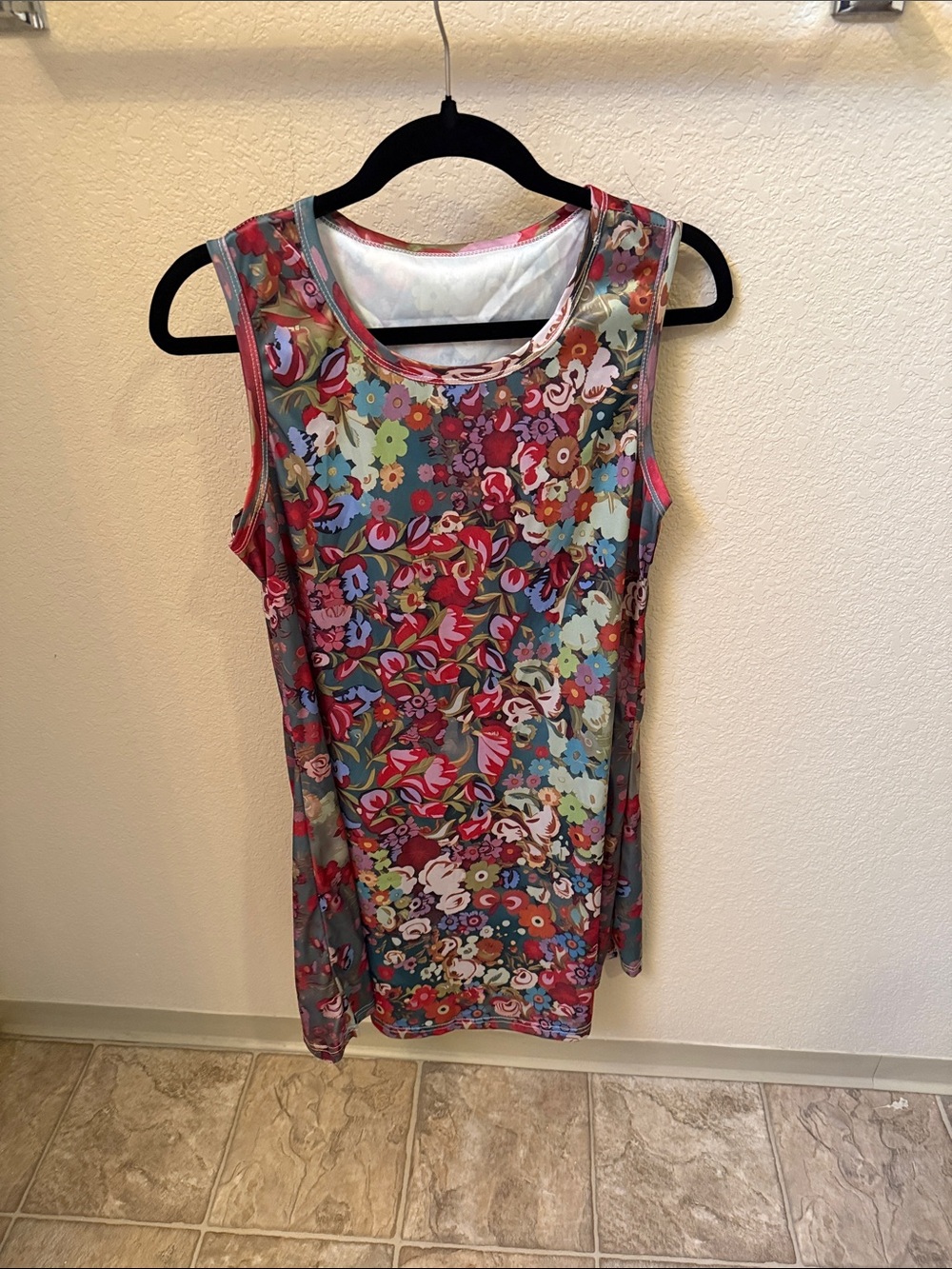 Floral Sleeveless Tank Dress- Multicolor